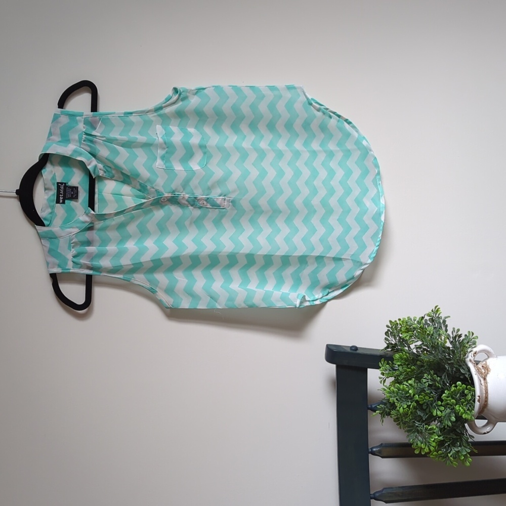 Wet Seal, Turquoise, Chevron Tank Top